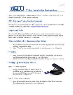 BTI Xstream Roku Video Installation Instructions