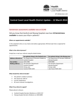 Central Coast Local Health District Update – 12 March 2014