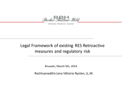 BBH Legal Framework of existing RES