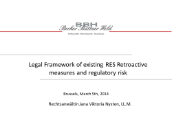 BBH Legal Framework of existing RES