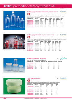 Bottles polycarbonate/polystyrene/PMP