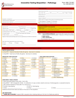 Innovative Testing Requisition &ndash; Pathology
