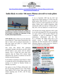 India l likely to o order r 106 m more Pil latus ai rcraft t to