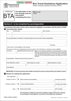 Bus Travel Assistance Application form