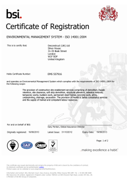 BSI Certificate - Deconstruct UK
