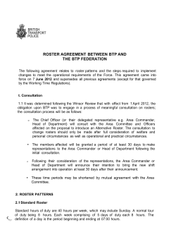 2. roster agreement - British Transport Police Federation