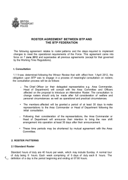 2. roster agreement - British Transport Police Federation