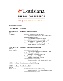 8:00 am Welcome - Louisiana Energy Conference