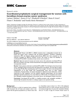 Coordinated prophylactic surgical management for women with