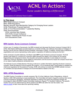 In This Issue BRN Update: Nurse Licensure Compact BRN