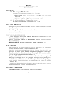 Jun Lai - Courant Institute of Mathematical Sciences
