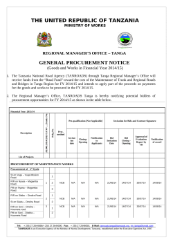 general procurement notice - tanga