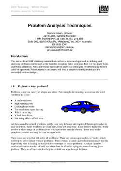 Problem Analysis Techniques