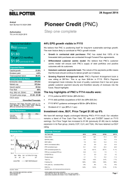 Bell Potter research report on Pioneer Credit 28 August 2014