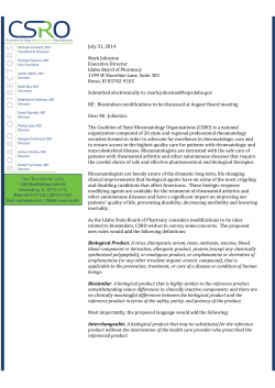 CSRO biosimilars letter to Idaho State BOP 2014