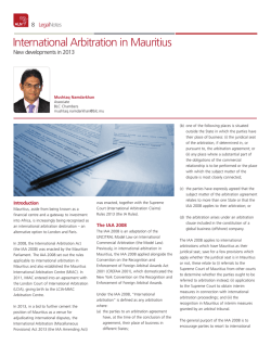 International Arbitration in Mauritius