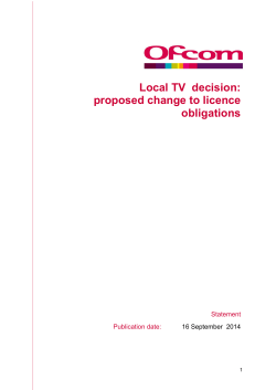 Local TV decision: proposed change to licence