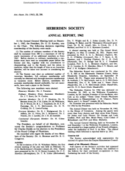 HEBERDEN SOCIETY - Annals of the Rheumatic Diseases