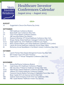 Healthcare Investor Conferences Calendar