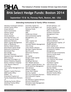 BHA Select Hedge Funds: Boston 2014