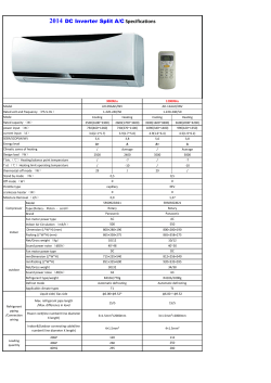 2014 DC Inverter Split A/C Specifications