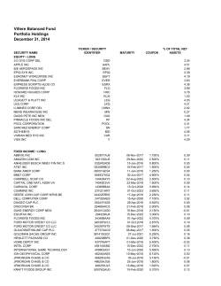 Villere Balanced Fund Portfolio Holdings November 30, 2014