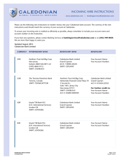 INCOMING WIRE INSTRUCTIONS