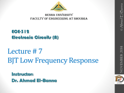 Lec#07: BJT Low Frequency Response