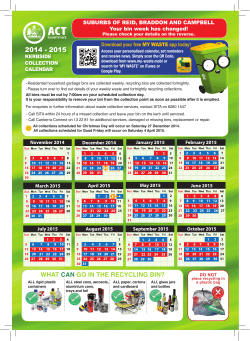 2014-2015 Kerbside Recycling and Garbage Collection Calendar