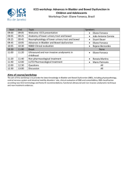 ICCS workshop: Advances in Bladder and Bowel Dysfunction in