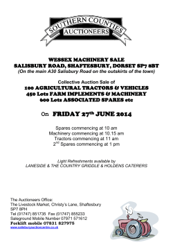 On FRIDAY 27th JUNE 2014 - Salisbury Auction Centre