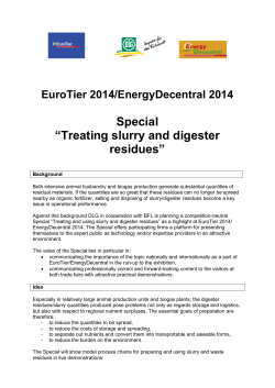 Special “Treating slurry and digester residues”