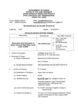 GOVERNMENT OF ODISHA OFFICE OF THE CHIEF ENGINEER