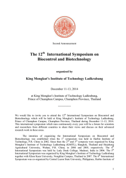 Download Second Announcement - ISBB 2014 ( 12th International