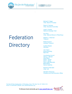 own local Jewish Federation - The Jewish Federations of North