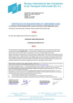 B.I.C. - Certificate of Registration of Container Code FRSU. Click to
