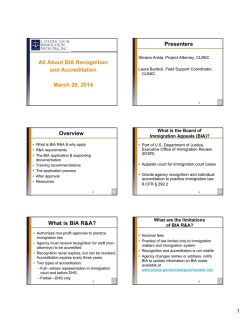All About BIA Recognition and Accreditation March 20, 2014