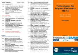 Technologies for Polymer Electronics TPE 14