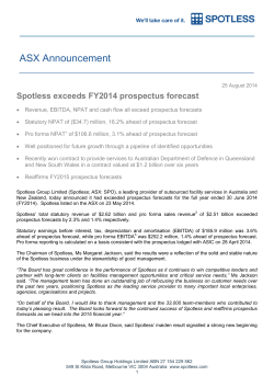 ASX announcement FY14 results