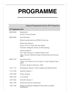 NPS 2014 Programme - Malaysian Society for Microbiology