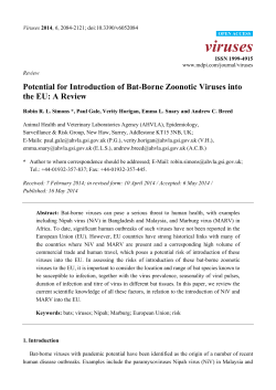 Potential for Introduction of Bat-Borne Zoonotic Viruses