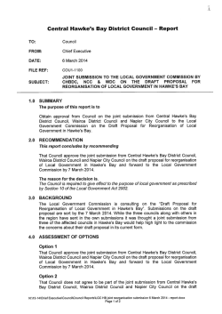 JOINT SUBMISSION To THE LOCAL GOVERNMENT COMMISSION