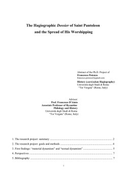 The Hagiographic Dossier of Saint Pantoleon and the Spread of His