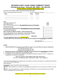 BCC-JCG Sunday School (Judaics) Registration Form