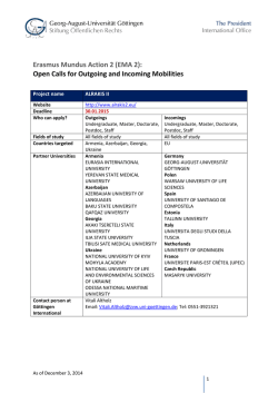Erasmus Mundus Action 2 (EMA 2): Open Calls for Outgoing and