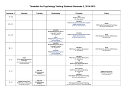 Timetable for Psychology Visiting Students Semester 2, 2014-2015