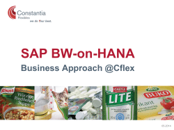 Business Approach @Cflex SAP BW-on-HANA