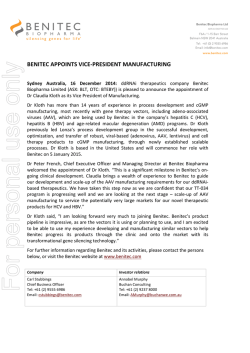 14 12 16 MANUFACTURING EXPERT APPOINTED