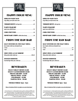 HAPPY HOUR MENU FROM THE RAW BAR BEVERAGES HAPPY