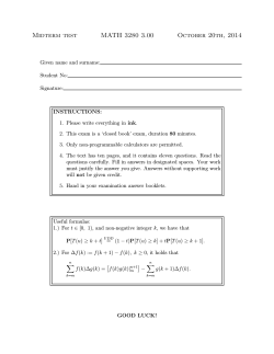 Midterm test MATH 3280 3.00 October 20th, 2014